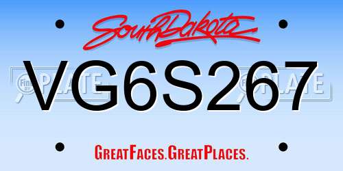 VG6S267 South Dakota License Plate