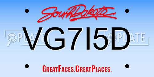 VG7I5D South Dakota License Plate