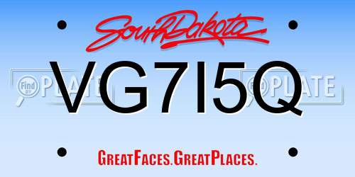 VG7I5Q South Dakota License Plate