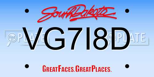VG7I8D South Dakota License Plate
