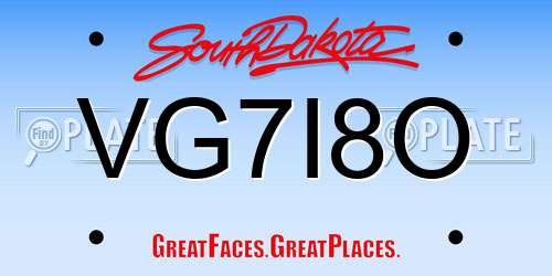 VG7I8O South Dakota License Plate