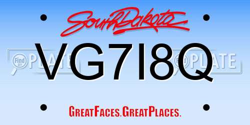 VG7I8Q South Dakota License Plate