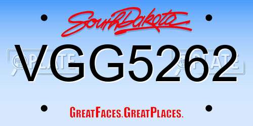 VGG5262 South Dakota License Plate