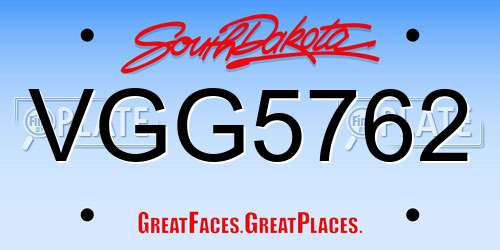 VGG5762 South Dakota License Plate