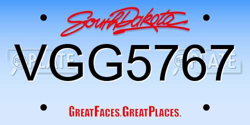 VGG5767 South Dakota License Plate