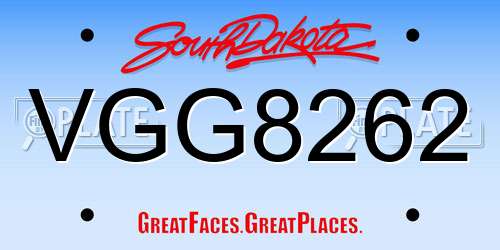 VGG8262 South Dakota License Plate