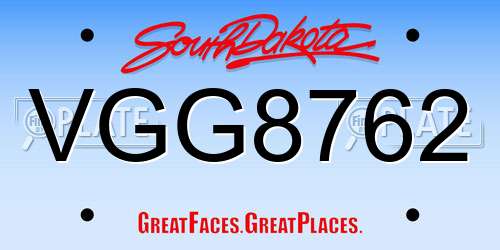 VGG8762 South Dakota License Plate