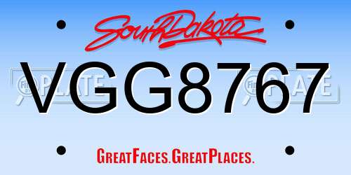 VGG8767 South Dakota License Plate