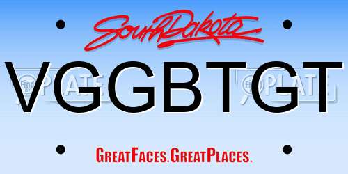 VGGBTGT South Dakota License Plate