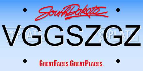 VGGSZGZ South Dakota License Plate