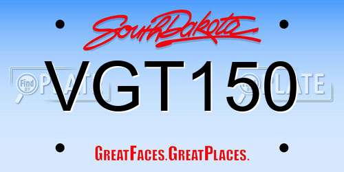 VGT150 South Dakota License Plate
