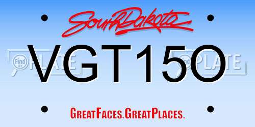 VGT15O South Dakota License Plate