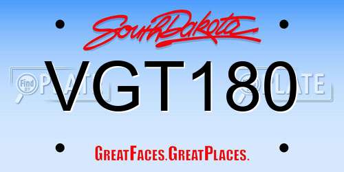 VGT180 South Dakota License Plate