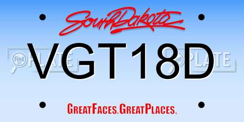 VGT18D South Dakota License Plate