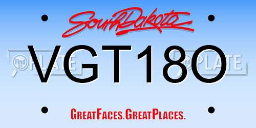 VGT18O South Dakota License Plate