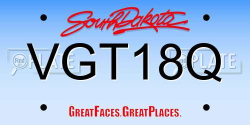 VGT18Q South Dakota License Plate