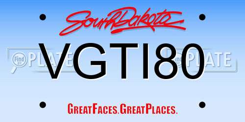 VGTI80 South Dakota License Plate