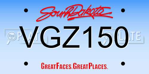 VGZ150 South Dakota License Plate