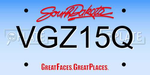VGZ15Q South Dakota License Plate