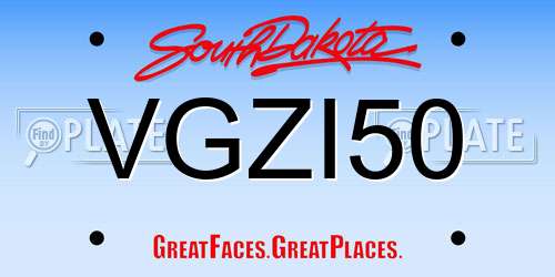 VGZI50 South Dakota License Plate