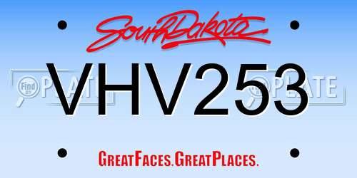 VHV253 South Dakota License Plate