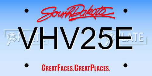 VHV25E South Dakota License Plate