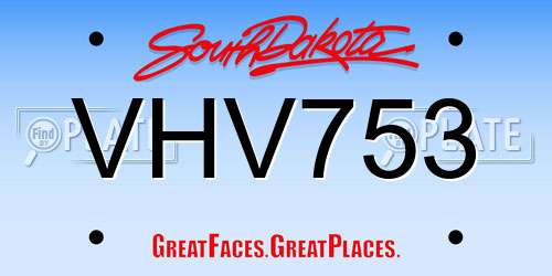 VHV753 South Dakota License Plate