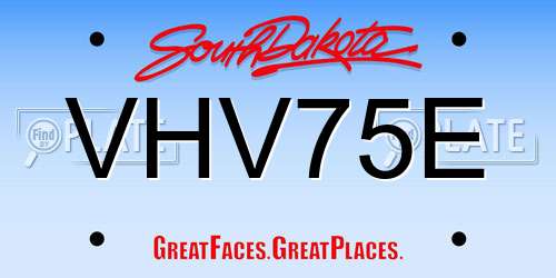 VHV75E South Dakota License Plate
