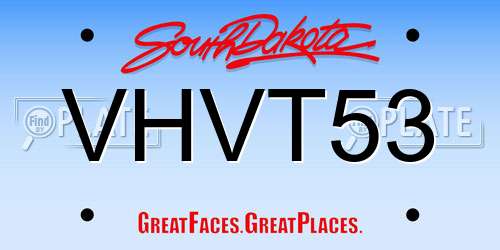 VHVT53 South Dakota License Plate