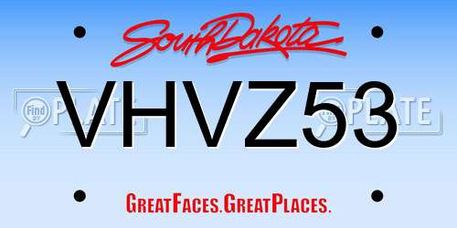 VHVZ53 South Dakota License Plate