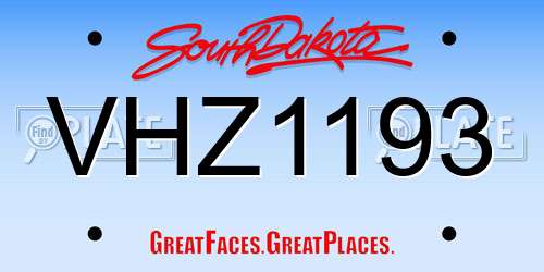 VHZ1193 South Dakota License Plate