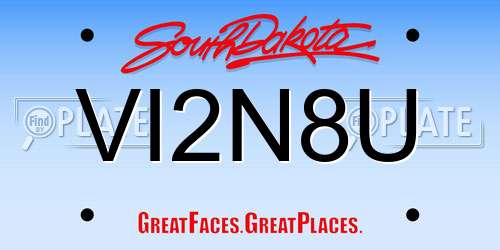 VI2N8U South Dakota License Plate