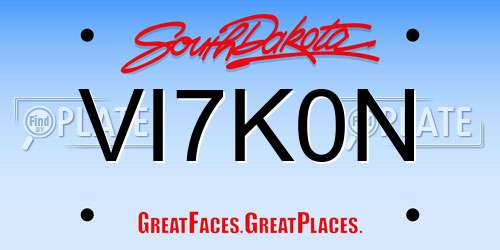 VI7K0N South Dakota License Plate