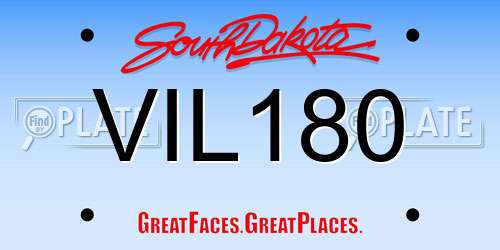 VIL180 South Dakota License Plate