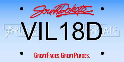 VIL18D South Dakota License Plate