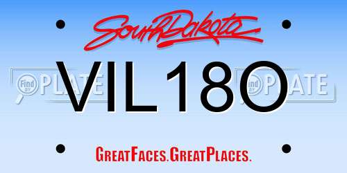 VIL18O South Dakota License Plate