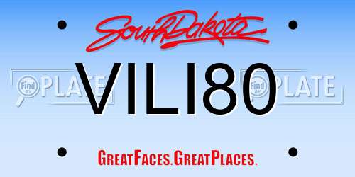 VILI80 South Dakota License Plate