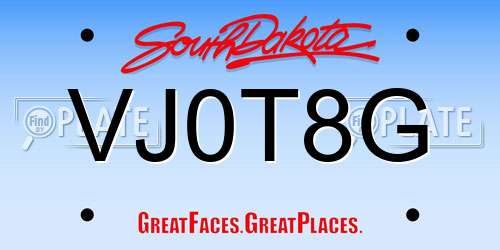 VJ0T8G South Dakota License Plate