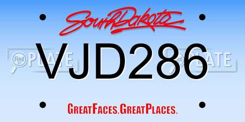 VJD286 South Dakota License Plate