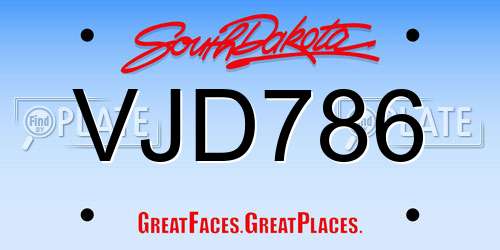 VJD786 South Dakota License Plate