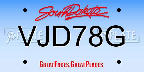 VJD78G South Dakota License Plate