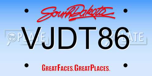VJDT86 South Dakota License Plate