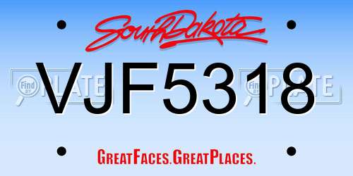 VJF5318 South Dakota License Plate