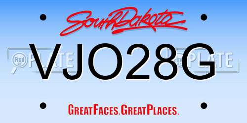 VJO28G South Dakota License Plate