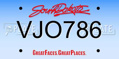 VJO786 South Dakota License Plate