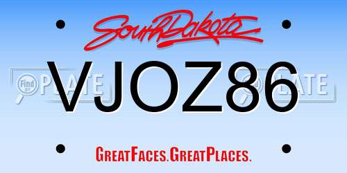 VJOZ86 South Dakota License Plate