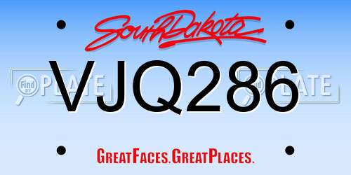 VJQ286 South Dakota License Plate