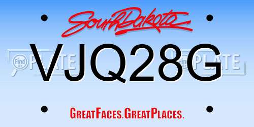 VJQ28G South Dakota License Plate