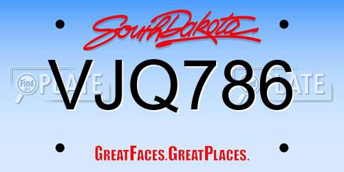 VJQ786 South Dakota License Plate