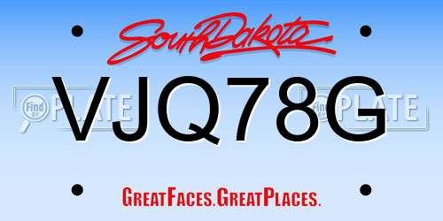 VJQ78G South Dakota License Plate